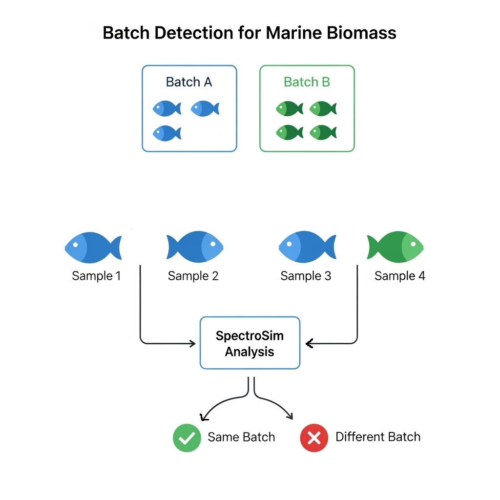 This diagram illustrates the task of batch detection for marine biomass. For simplification, we give an example with onl